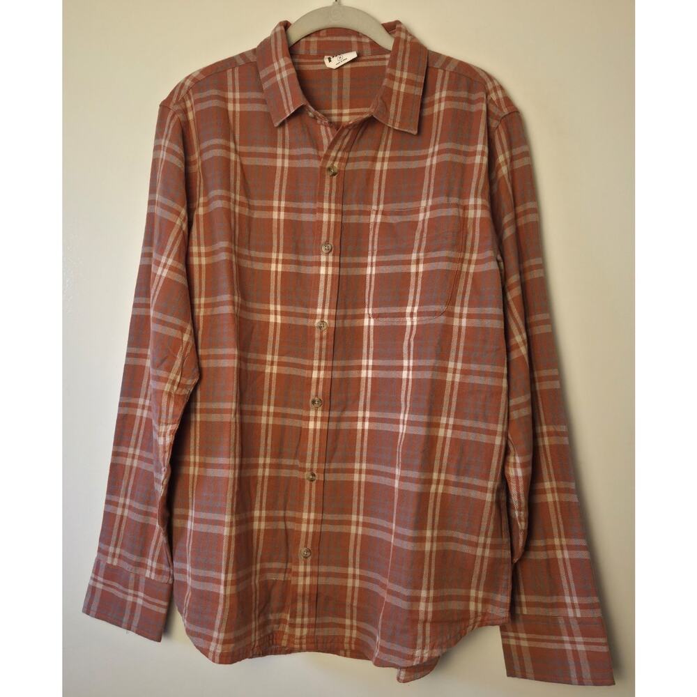 Pact Mens M Flannel Shirt Fireside Plaid Soft Lightweight Organic Cotton